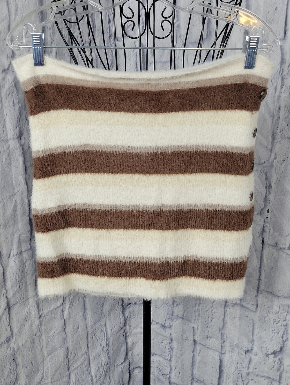 Free People Ciara Striped Side Button Knit Sweater Skirt Medium Boho‎